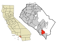 Map of San Juan Capistrano showing position in Orange County.