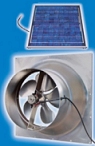 Gable mounted solar attic fan