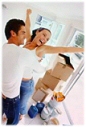 Happy couple in home