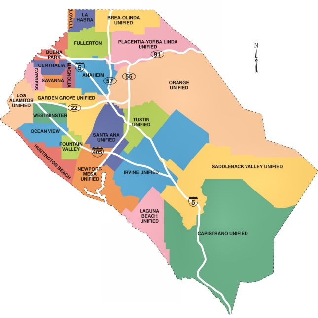 Map of Orange County, CA  City information, Unincorporated areas